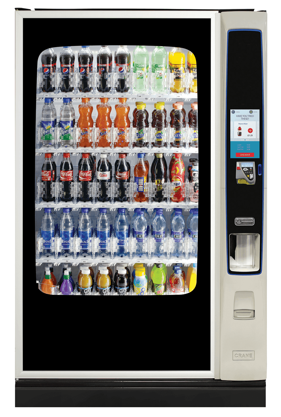 distributeur de boissons fraîches Crane BevMax Media 2 9, de face