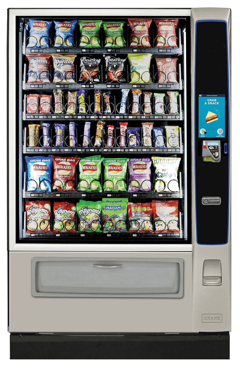 distributeur de snacks Crane Merchant Media 2, de face
